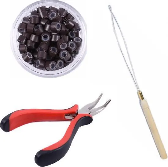 Combi-set Microring met silicone 100 stuks + microring loop + microring inzettang
